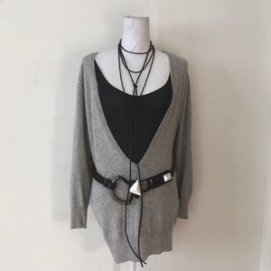 Cashmere V-Neck Sweater/Dress Light Grey by Qi S